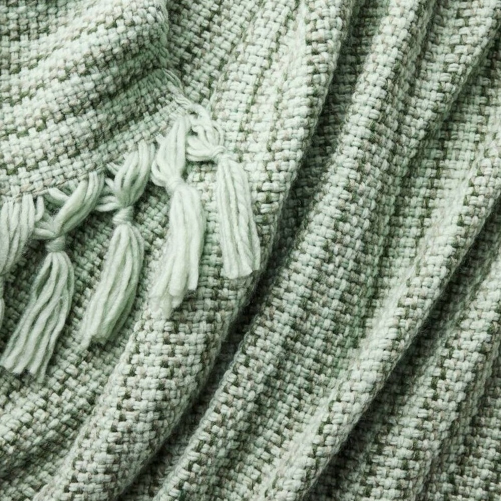 Threshold Studio McGee Woven Mixed Yarn Throw, Multi Green, 50”x60” - Picture 3 of 4